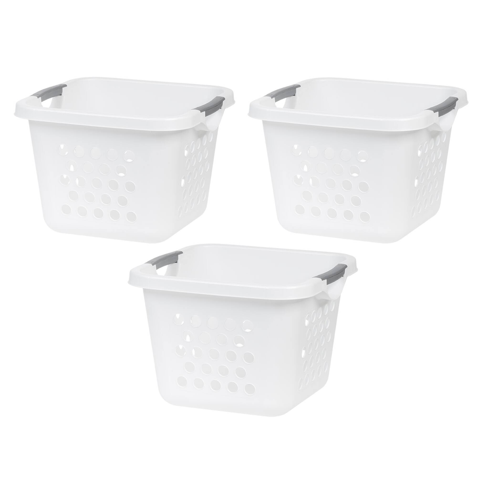 IRIS® 32qt. White Laundry Hampers with Gray Easy Lift Handles, 3ct.